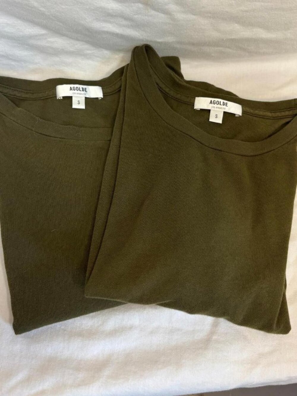 *2pk* Small Agolde Shrunken Crop Crew Neck Tees Dark Olive Green